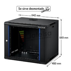 Armario Rack 12U 542x450 mm desmontado | Mural Phasak ECO PHO 2212-D